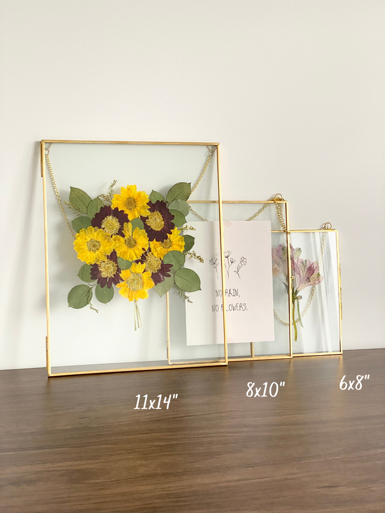 Hanging Double Glass Frames | Large Rectangular Tempered Glass Floating Picture Frames | Set of 2