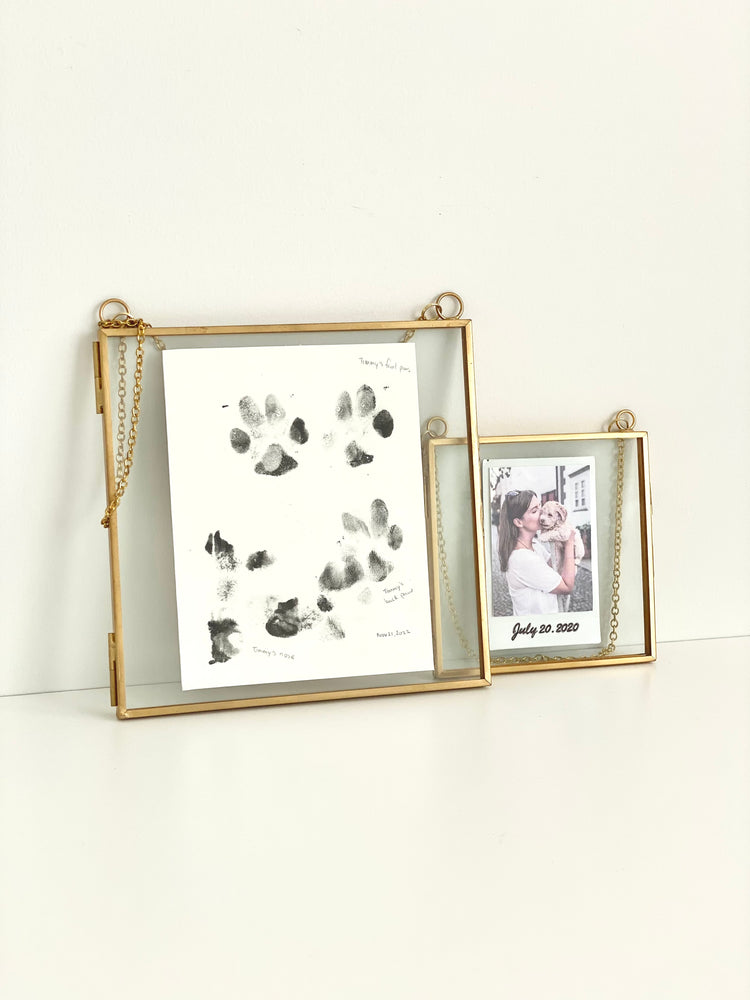 Hanging Double Glass Frames | Square Floating Picture Frame | Set of 2