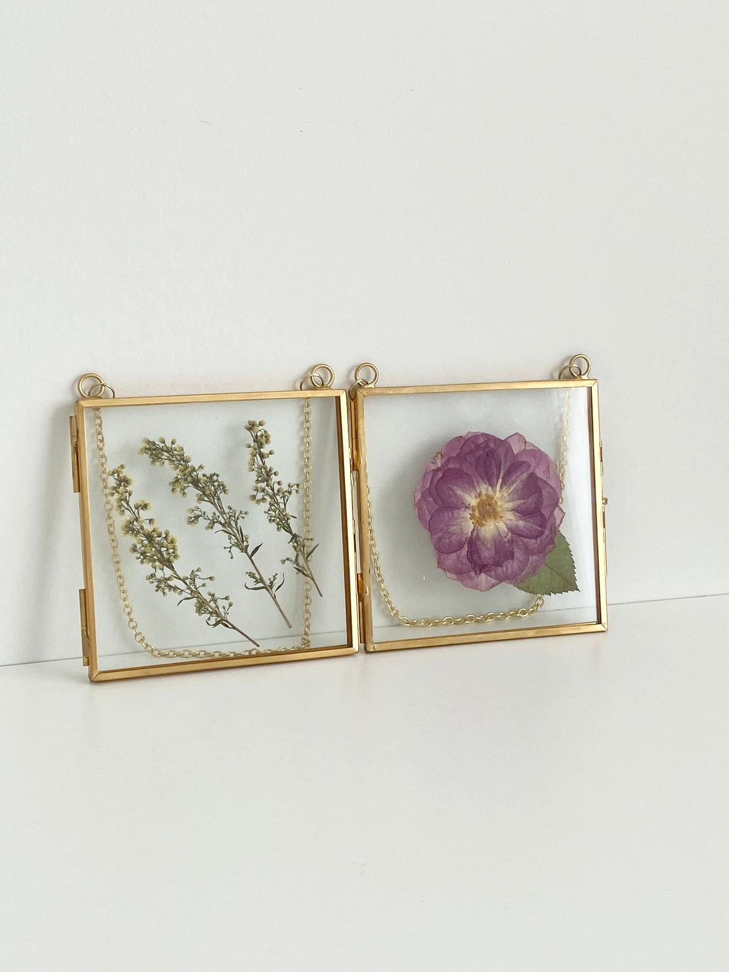 Beedecor Double Glass Frame for Pressed Flowers, Leaf and Artwork - Set of  2 Hanging Picture Frames, Tempered Glass Floating Pressed Flower Frames