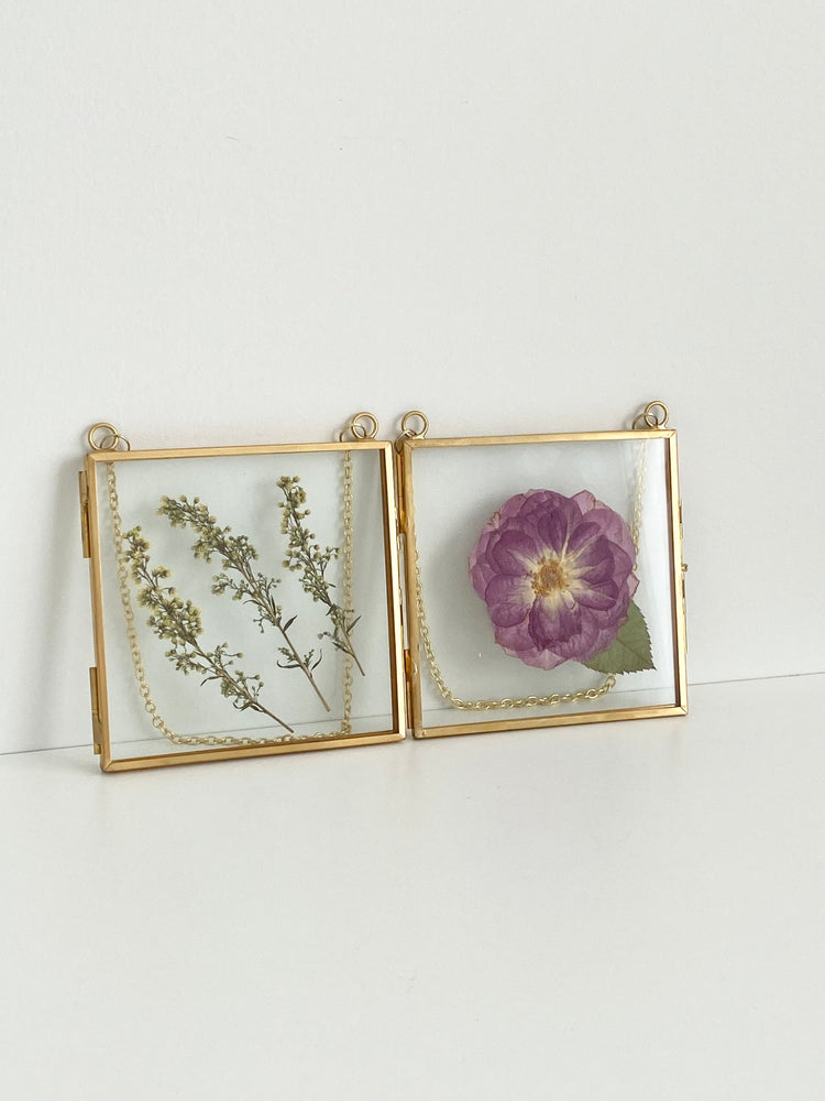 Hanging Double Glass Frames | Square Floating Picture Frame | Set of 2