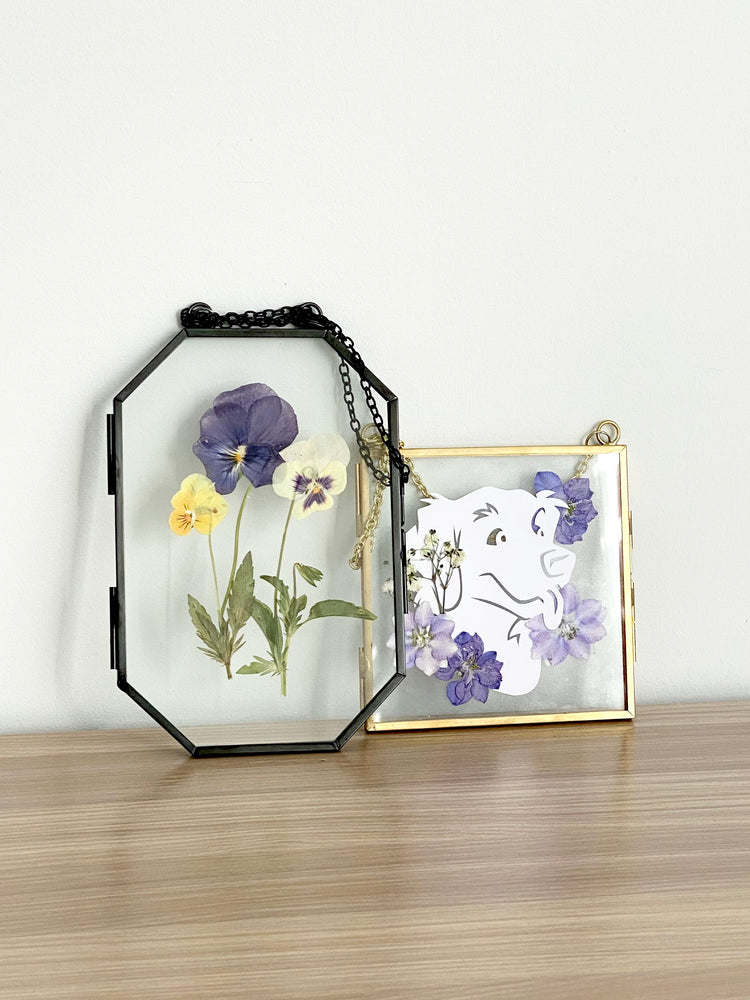 Hanging Double Glass Frames | Small Geometric Floating Glass Frames | Set of 3 or 4