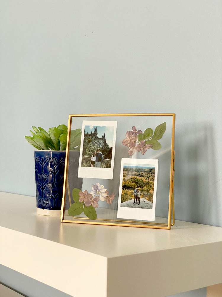 Standing Double Glass Frames | Metal Floating Picture Frame | Set of 2