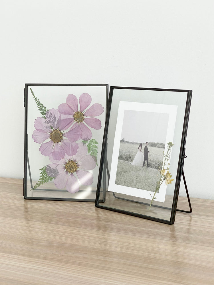 Standing Double Glass Frames | Metal Floating Picture Frame | Set of 2